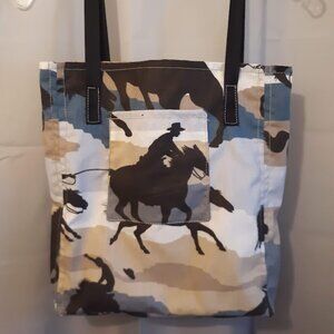 New Cowboy Western Tote Shopper shoulder Bag Blue Gray Brown Roping Riding Horse